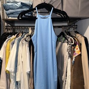 Powder Blue high neck structured Light Blue Sleeveless Top